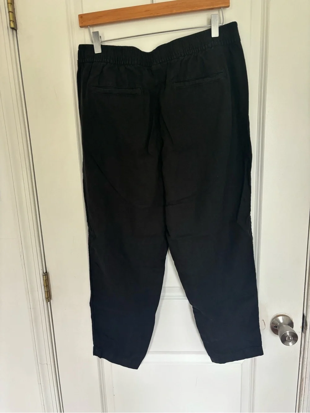 Old Navy Black High-Rise Straight Taper Linen Blend Pants L - Picture 4 of 12